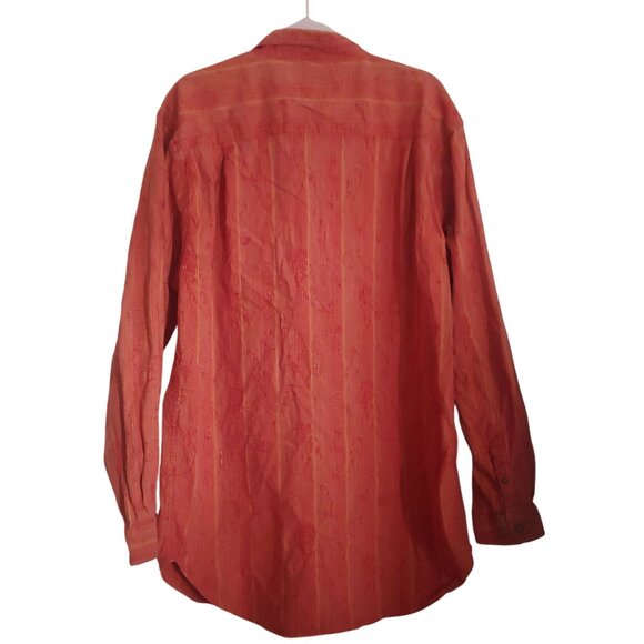 The Territory Ahead Rust/Gold Paisley Textured L-Sleeve Button Men's Shirt XL - Picture 2 of 10